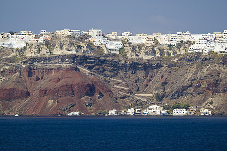 圣托里尼希腊风景海岸线岩石天空假期火山情调异国文化目的地图片