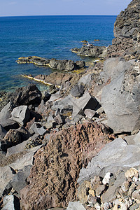 圣托里尼希腊风景目的地蓝色太阳文化异国情调假期场景岩石图片