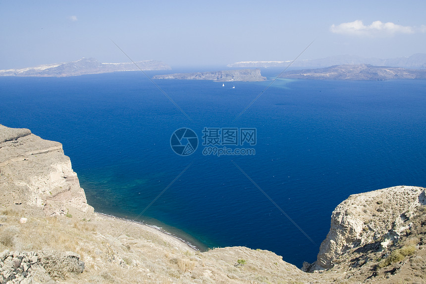 圣托里尼希腊异国岩石假期风景旅行文化景观火山口避暑胜地场景图片