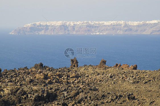 圣托里尼希腊娱乐景观太阳岩石火山口避暑胜地风景假期场景文化图片