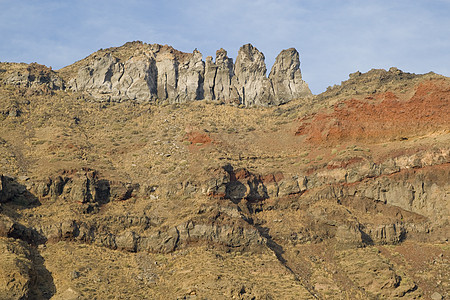 圣托里尼希腊海岸线异国避暑胜地火山口目的地娱乐风景旅行天空场景图片