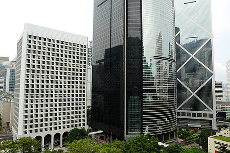 香港的建筑物市中心地标港口城市景观天际办公室商业街道蓝色图片