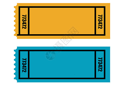 两张空白机票抽奖音乐会艺术品艺术入口插图售票处录取数字矩形图片