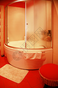 现代红色洗手间照明技术员建筑师洗澡灵魂盆地房子浴室建设者植物图片