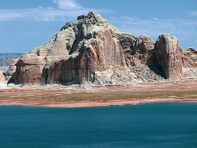 亚利桑那州鲍威尔湖幽谷日落沙漠水库瞄准具海浪娱乐公园蓝色台面图片