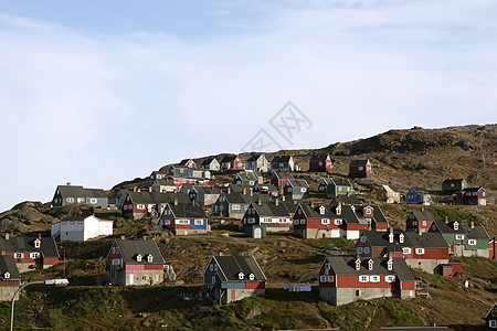 格陵兰阿马萨利克村庄房地产房屋高清图片