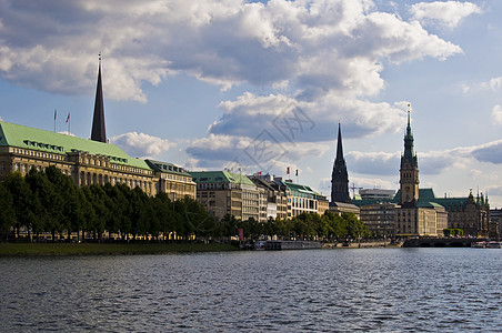 汉堡天际线城市港口高清图片