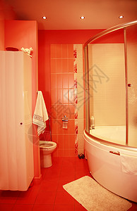 现代红色洗手间盆地灵魂毛巾建筑师项目花岗岩设计师房子前提盥洗图片