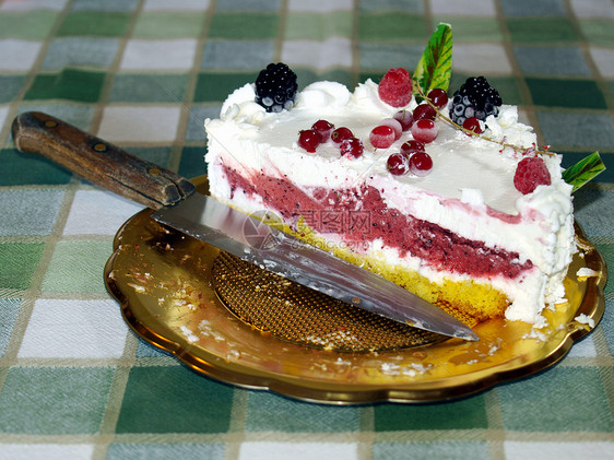 馅饼蛋糕红色浆果奶油美食午餐宏观饮食食物水果营养图片