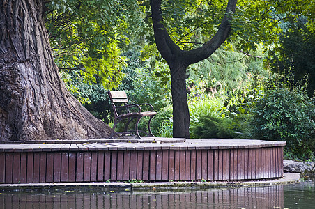 日本花园花园绿色公园长椅池塘图片