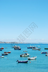 葡萄牙卡斯凯港的港口全景海洋天空风景地平线场景孤独蓝色钓鱼海岸图片
