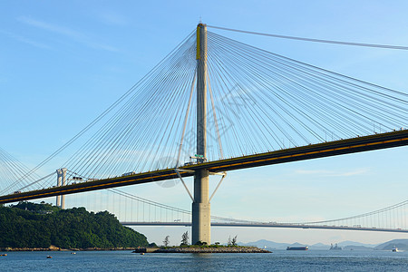 香港廷九桥海岸游客天空旅游电缆旅行黑色建筑天际连接器图片