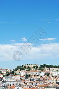 葡萄牙里斯本圣豪尔赫城堡植物观光场景全景住宅绿色城市风景天空建筑学图片