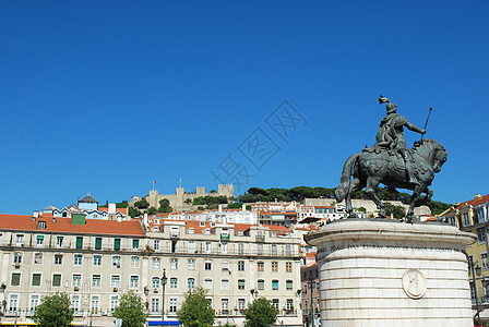 葡萄牙里斯本圣豪尔赫城堡建筑学植物正方形全景天空市中心住宅雕像首都蓝色图片