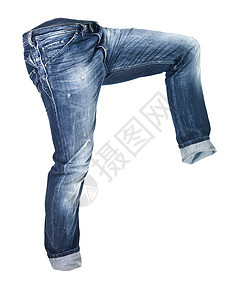 孤立的蓝色旧牛仔裤裤子衣服牛仔布摄影对象背景图片