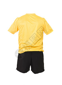 穿黑色短裤的黄色足球衬衫运动白色足球服恤衫数字运动服竞技图片