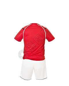 穿白短裤的红足球衬衫红色竞技恤衫团队运动服数字运动足球服白色图片