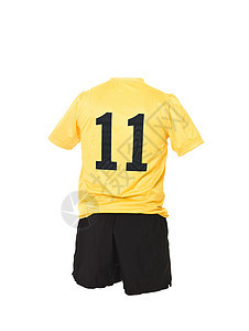 11号足球衬衫运动服黄色竞技足球服团队恤衫运动数字白色短裤图片