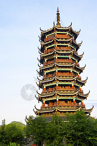 月球塔 中国桂林建筑学历史性建筑物月亮宝塔双胞胎青铜宗教建筑寺庙图片