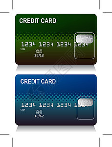 成套信用卡卡插图借方商业数字透明度绿色金融屏幕信用卡片背景图片