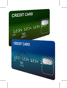 信用卡数字透明度卡片等距插图蓝色白色绿色背景图片