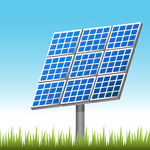 太阳能小组插图太阳来源电气金属收费面板绿色阳光天空图片