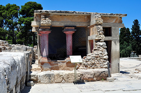 Knossos Crete的考古遗址古董建筑学文明考古学神话寺庙历史历史性游客柱子图片