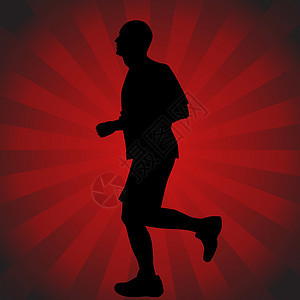 运行器黑色阳光跑步男人锻炼慢跑阴影赛跑者绘画图片