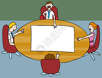 董事会会议卡通片战略雇员空白讨论椅子团队会议室女士木板图片