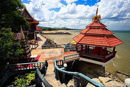 智慧旅游泰国寺庙综合建筑雕像海洋智慧历史性地标天空旅行海岸宝塔文化背景