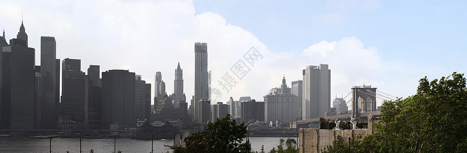 曼哈顿 NYC 天线全景建筑物电缆历史性旅游风景人行道游客地标市中心学位图片