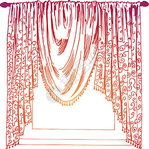 窗帘插图珠子草图布料串珠红色背景图片