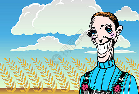 快乐农民巴佬工作服农场乡下人男人插图卡通片小麦国家工人图片