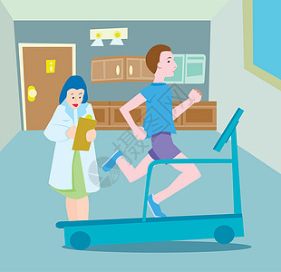 物理治疗保健治疗教练测试检查诊断医师插图跑步机卡通片图片