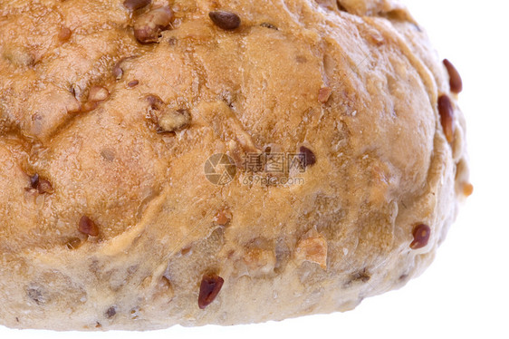 孤立的全食面包谷物馒头烘烤食物饮食脆皮小吃面粉油菜午餐图片