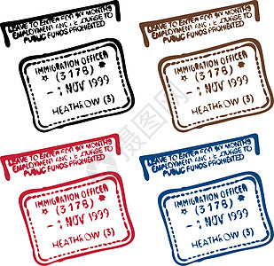 移民印章海关旅行邮票白色外国背景图片