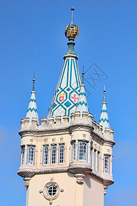 辛特拉市政厅的堡垒文化城堡红色城市历史影响蓝色旅游大厅首都图片