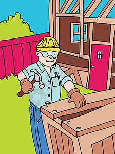 建筑建筑工程建设房子指甲项目安全锤子帽子风镜木头工作图片