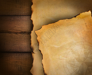 木材上纸质纸的缝合历史性木头边界羊皮纸古董棕色滚动笔记艺术空白图片
