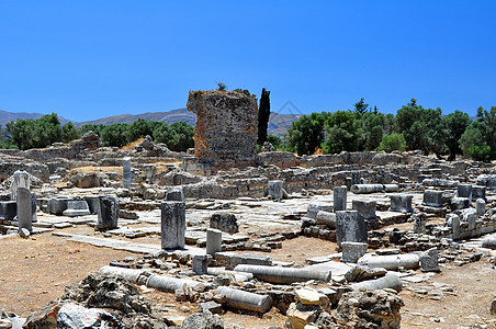 戈廷的考古遗址 古丁石头柱子遗产遗迹古董挖掘历史性考古学文明背景图片