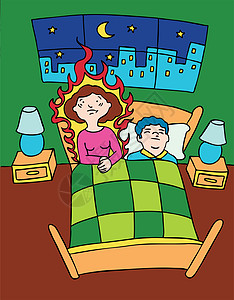 热闪光状况疼痛卫生保健女孩丈夫医疗插图睡眠卡通片图片