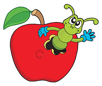 苹果中可爱的蠕虫图片