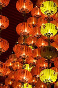 中国新年绿灯明传统寺庙月球精神文化节日遗产信仰上帝灯笼图片
