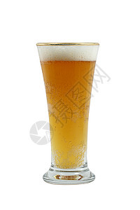 酒杯啤酒茶点酒精黄色液体气泡饮料玻璃泡沫白色金子图片