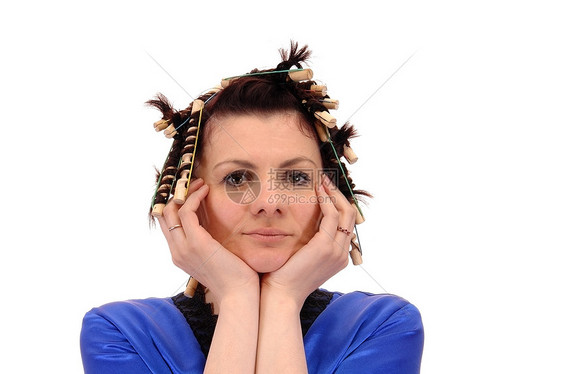 女性卷卷妇女人数眼睛滚筒白色化妆品卷发女士发型设计女孩卷曲工具图片