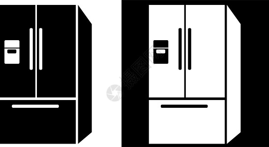 冰箱插图灰色制作者食物家庭黑色厨房白色冷却器剪贴图片