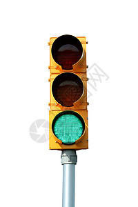 孤立的绿色交通信号灯白色黄色安全减速警告红灯信号灯运输红绿灯背景图片