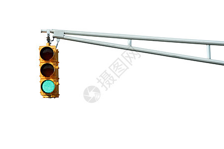 孤立的绿色交通信号灯黄色警告安全运输白色减速红绿灯信号灯红灯背景图片