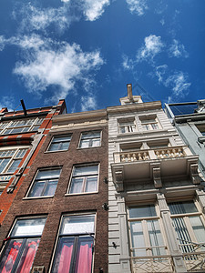 荷兰典型住房遗产建筑物住宅建筑学旅游荷卢联盟蓝色窗户风景图片