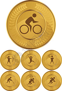 奥林匹克金金奖章金子自行车运动员工作骑术插图竞赛跑步艺术足球图片